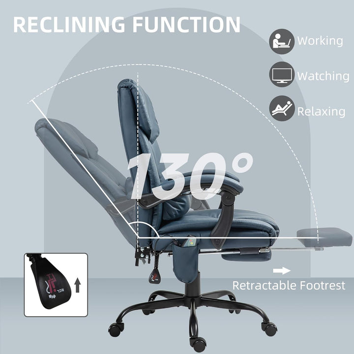 High Back Massage Office Chair with 6 Vibration Points, PU Leather