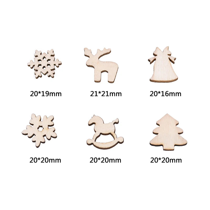 100pcs natural wood Christmas table accents