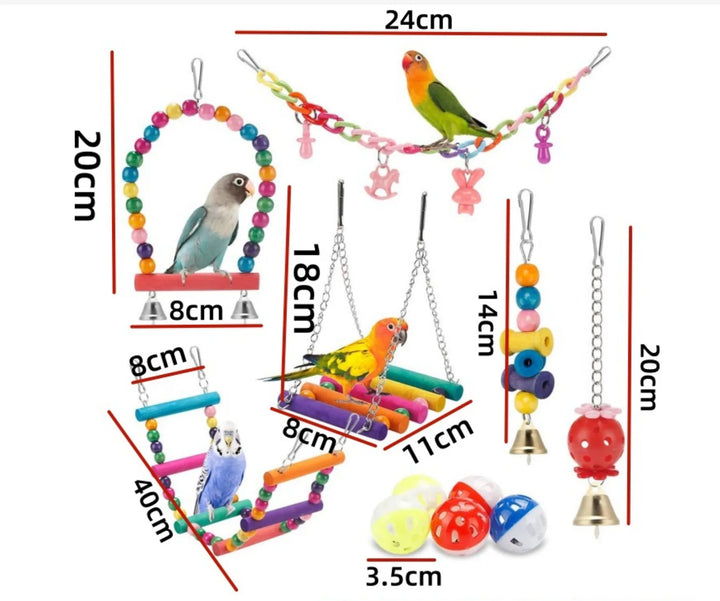 11Pcs Wooden Bird Toys for Parrots