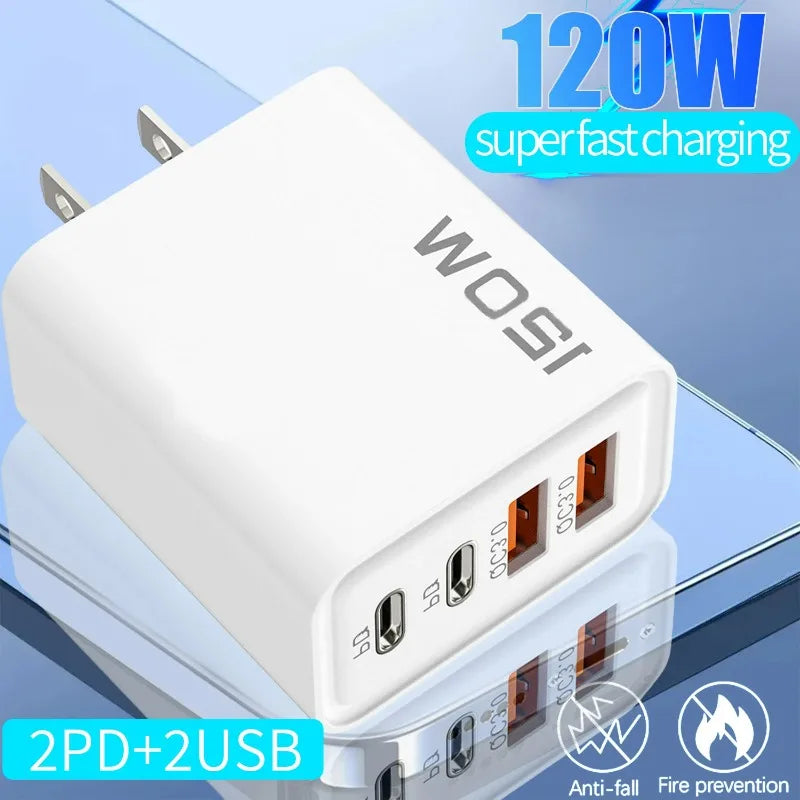 120W Quick Charger for Samsung, iPhone, Xiaomi

