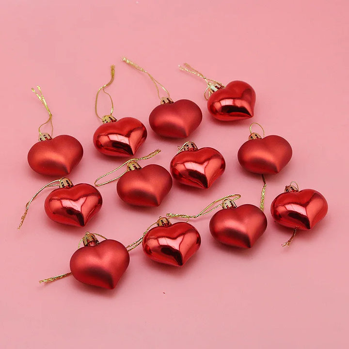 12pcs Christmas tree heart pendants