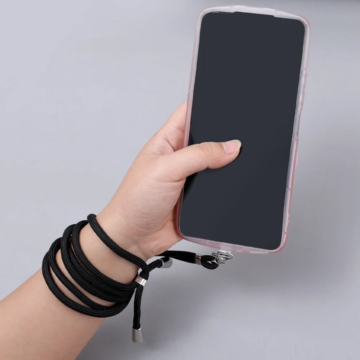 150cm Nylon Neck Strap with Metal Buckle – Phone Lanyard in black color

