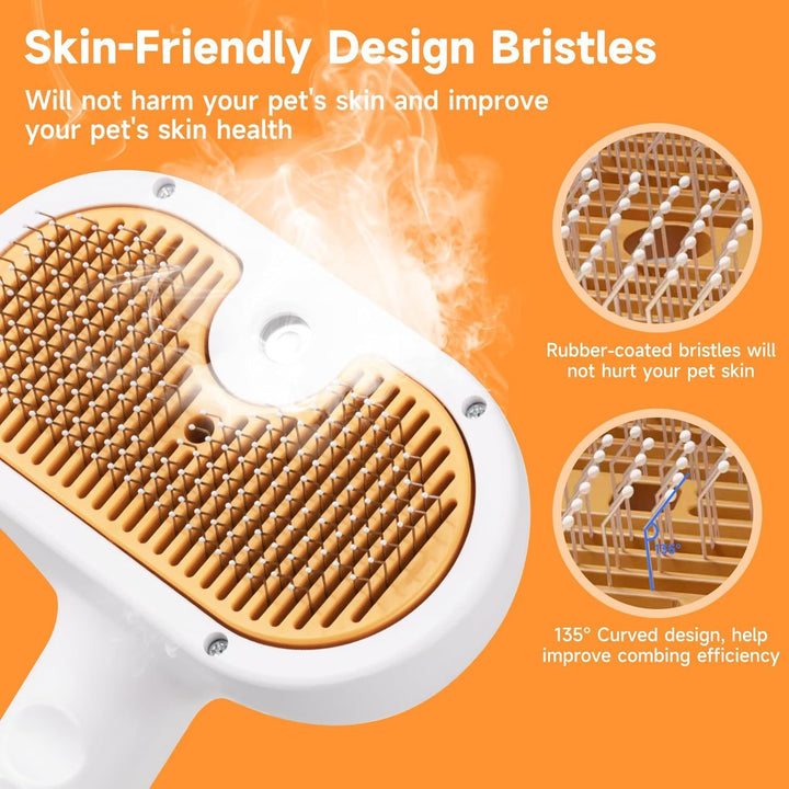 Pet grooming brush with skin-friendly design