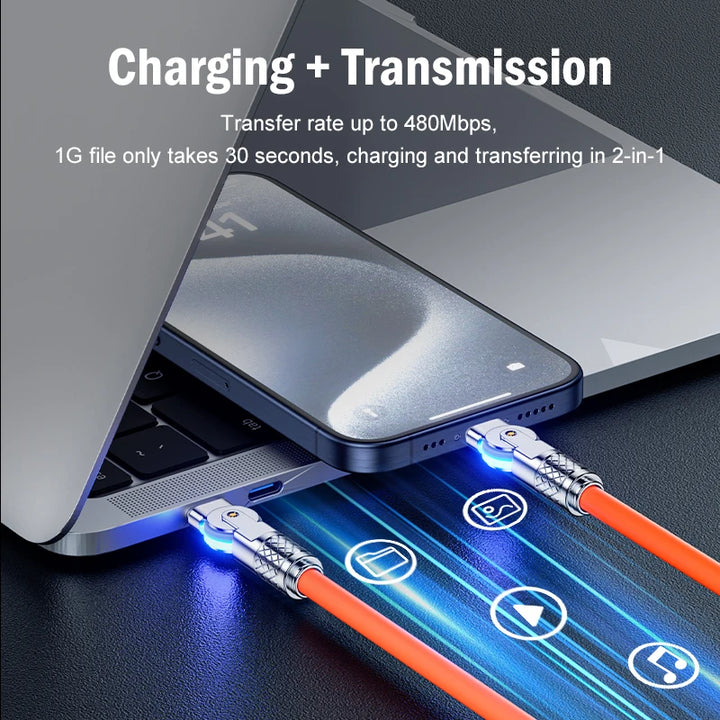 180° Rotating USB-C Cable – 60W PD Fast Charge

