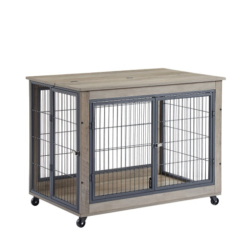 Dog Cage Side Table With Wheels