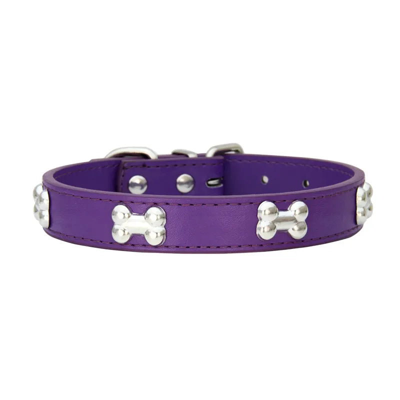 1 pcs Leather Bone Design Dog Collar 
