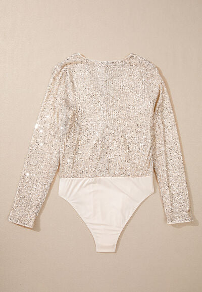 1 pec Glam Sequin Wrap Bodysuit
