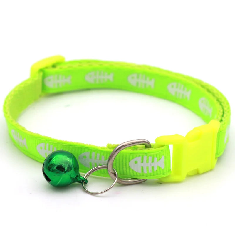 1 pec Kitten Collar with Bell and Fish Bone Design
