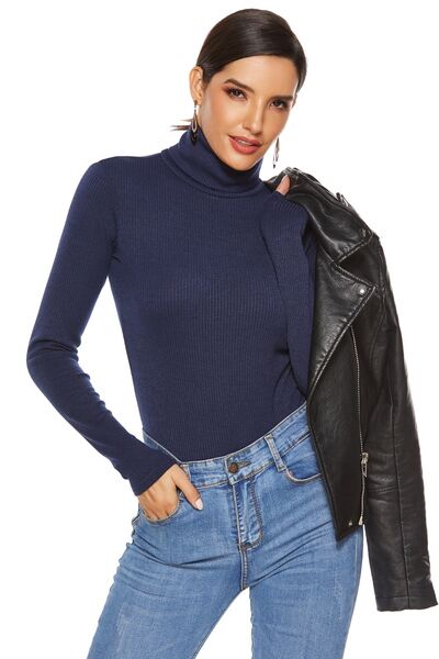 1 pec Ribbed Turtleneck Long Sleeve Bodysuit
