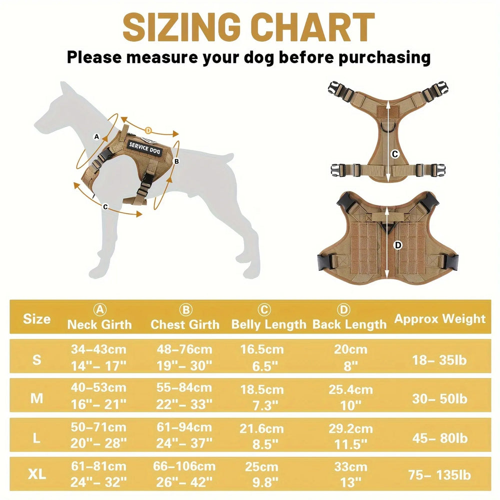 Metal Buckle Dog Harness Sizing Chart
