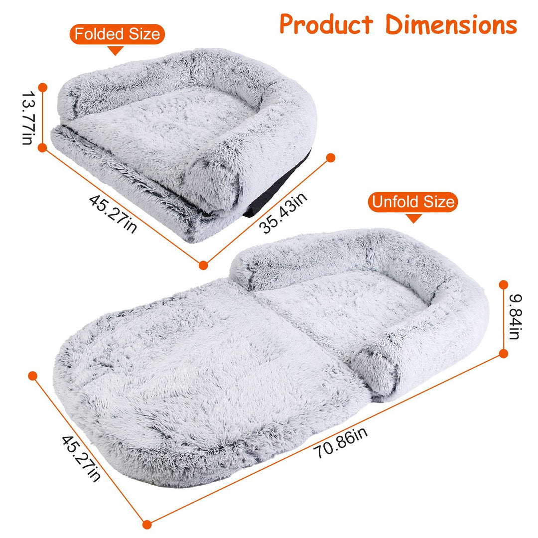 Grey Fluffy Dog Bed Product Dimension