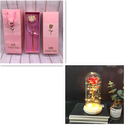 24K Gold pink Flower Set