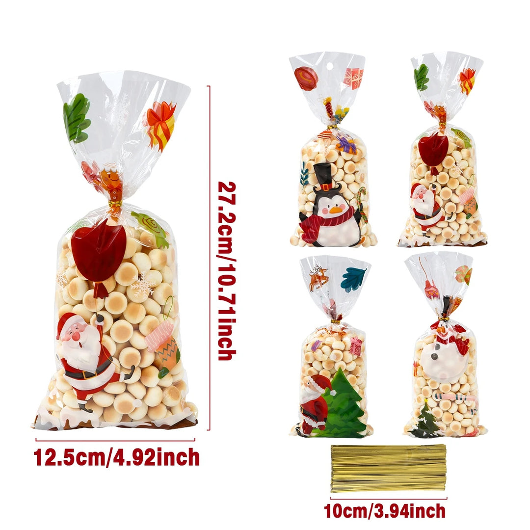 25pcs Christmas Cookies Packing Bags 2024