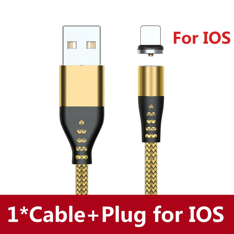 2m LED Magnetic Charging Cable – Fast Charge in gold color 

