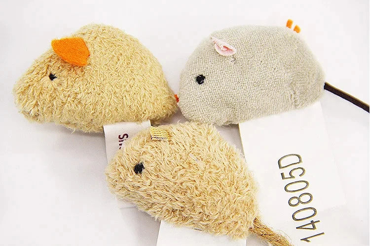 3-Piece Plush Cat Mouse Toys