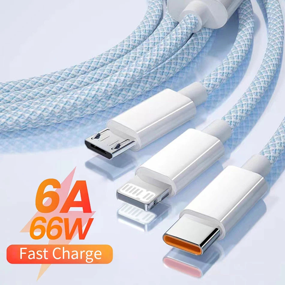 3-in-1 Charging Cable – Super Fast 66W Charger

