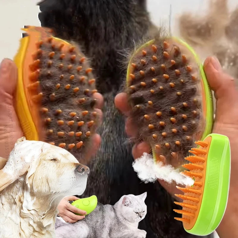 3-in-1 Steamy Brush for Pet Grooming
