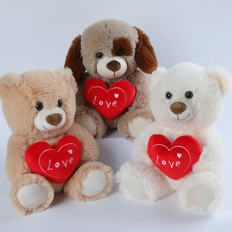 30cm cute heart bear dog plush toy