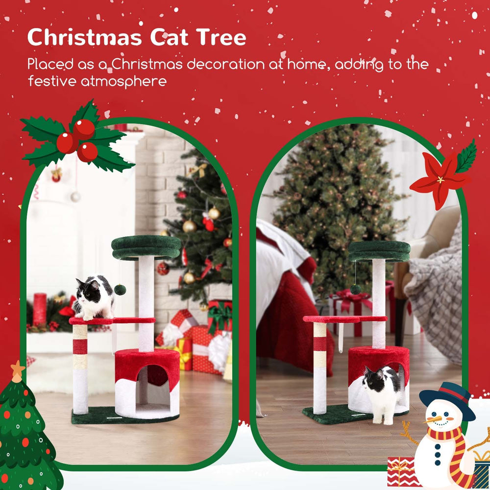 33 inch festive cat tower
