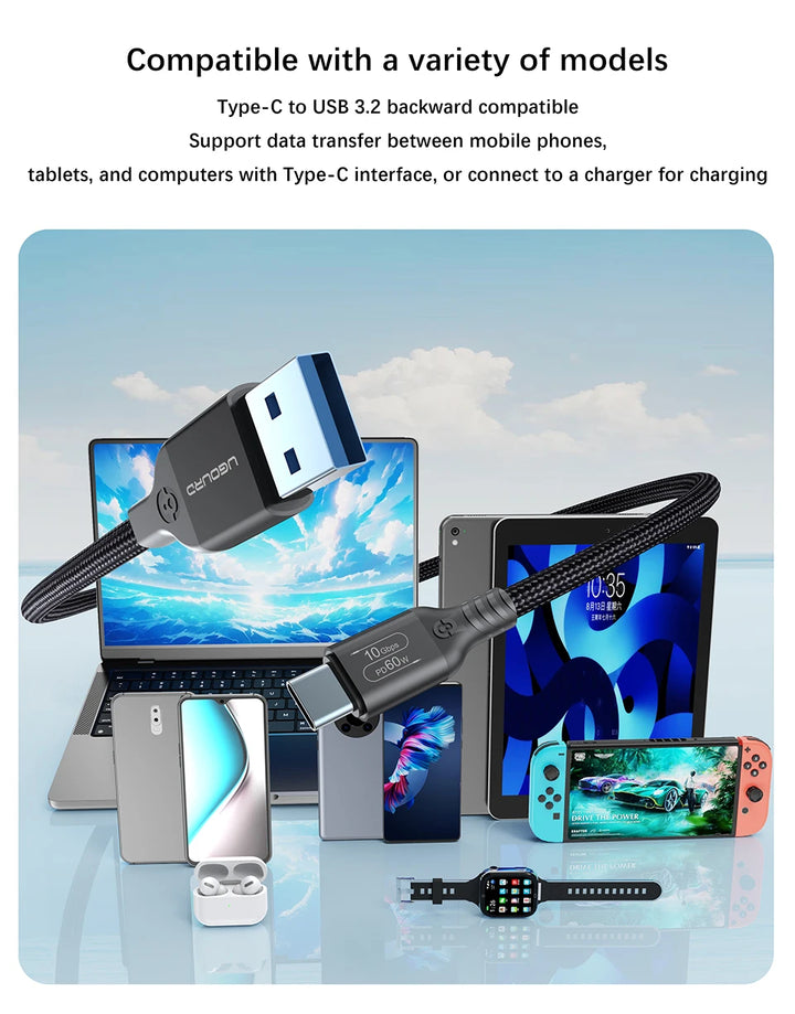 3A Fast Charging USB-A to USB-C Cable – 60W

