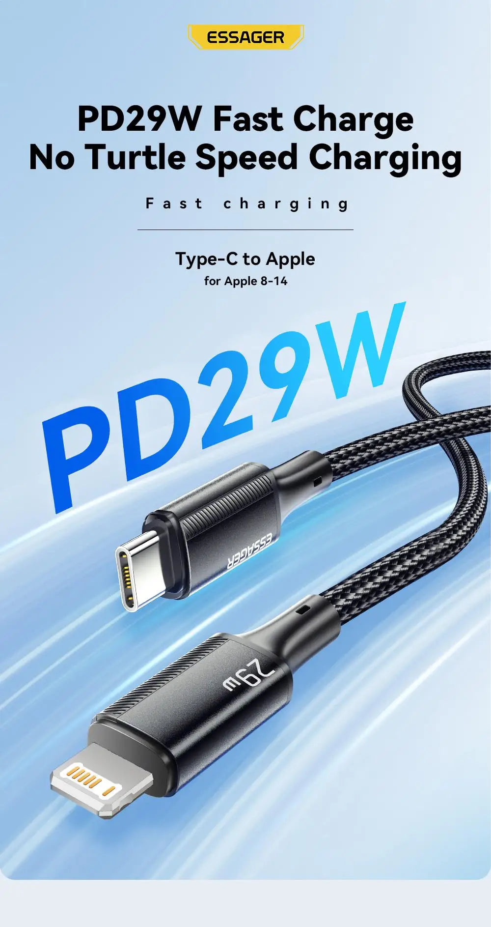 3A Fast Charging iPhone Cable – Aluminum Alloy in black color 

