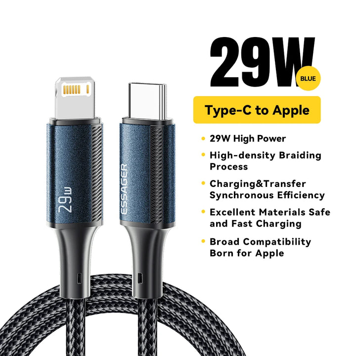 3A Nylon Braided Cable for iPhone 8–14

