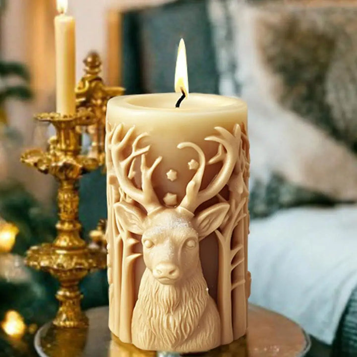 3D Candle Mold with Snowflake and Christmas deer Design
