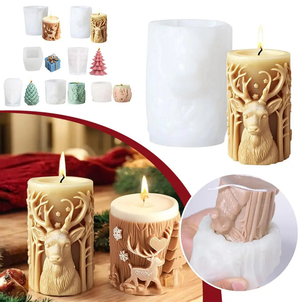 3D Candle Mold with Snowflake and Xmas Tree Design