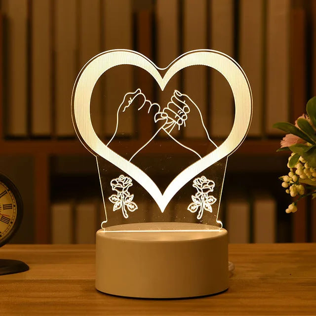 3D acrylic heart LED lamp