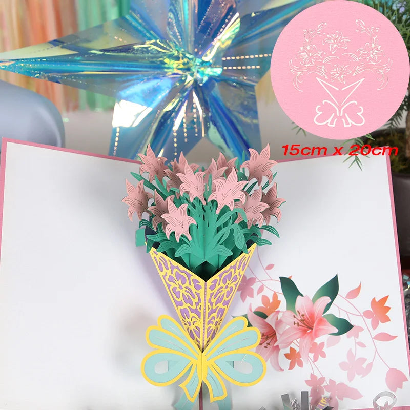 3D flower-themed Valentine’s card