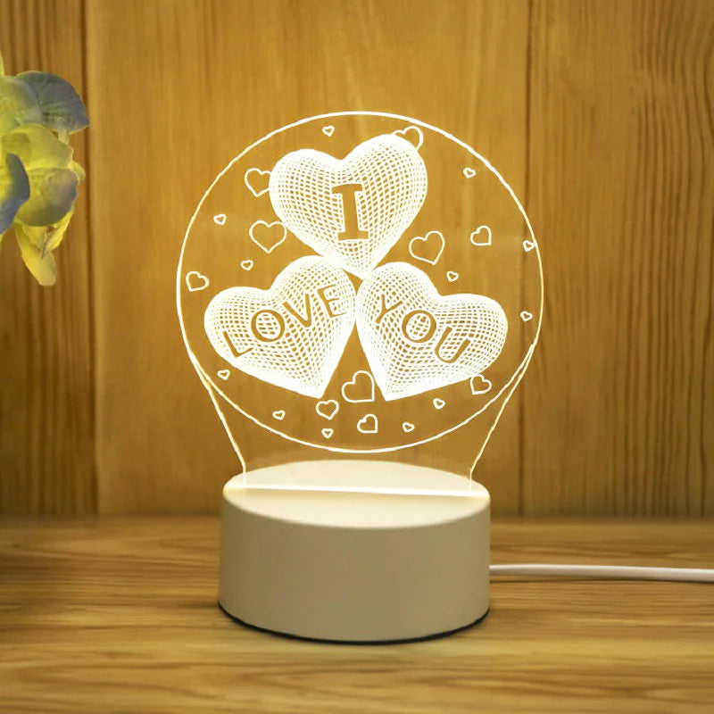 3D illusion love LED lamp