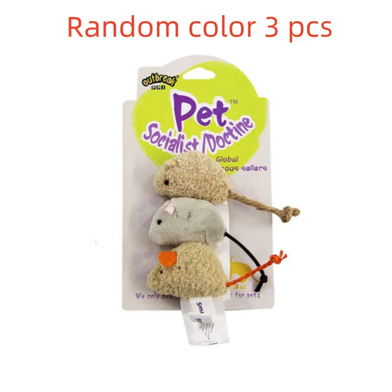 3Pcs Plush Cat Mouse Toy Set