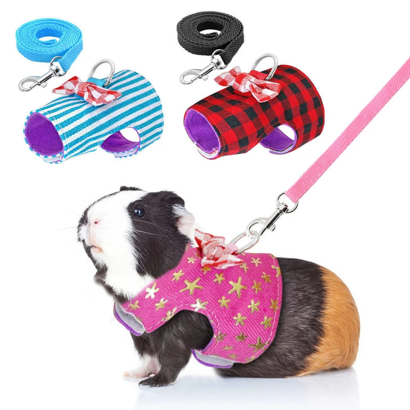 3 PCS Small Pet Harness with Bowtie for Hamsters
