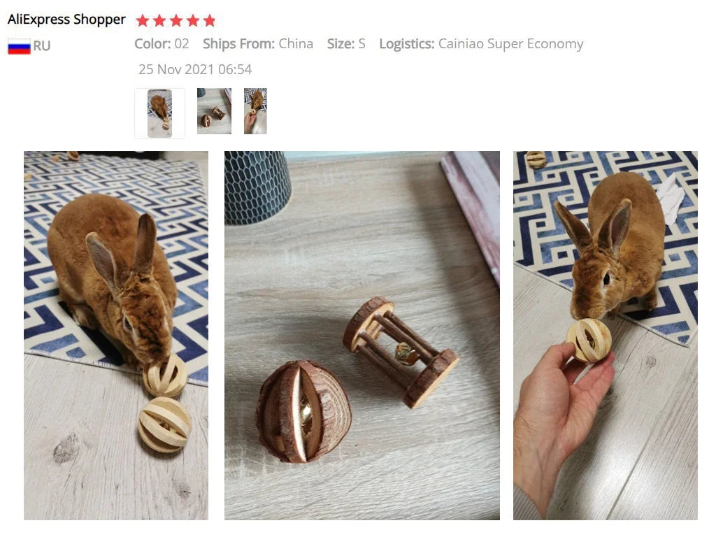 3 pcs Natural Pine Dumbbell Toy

