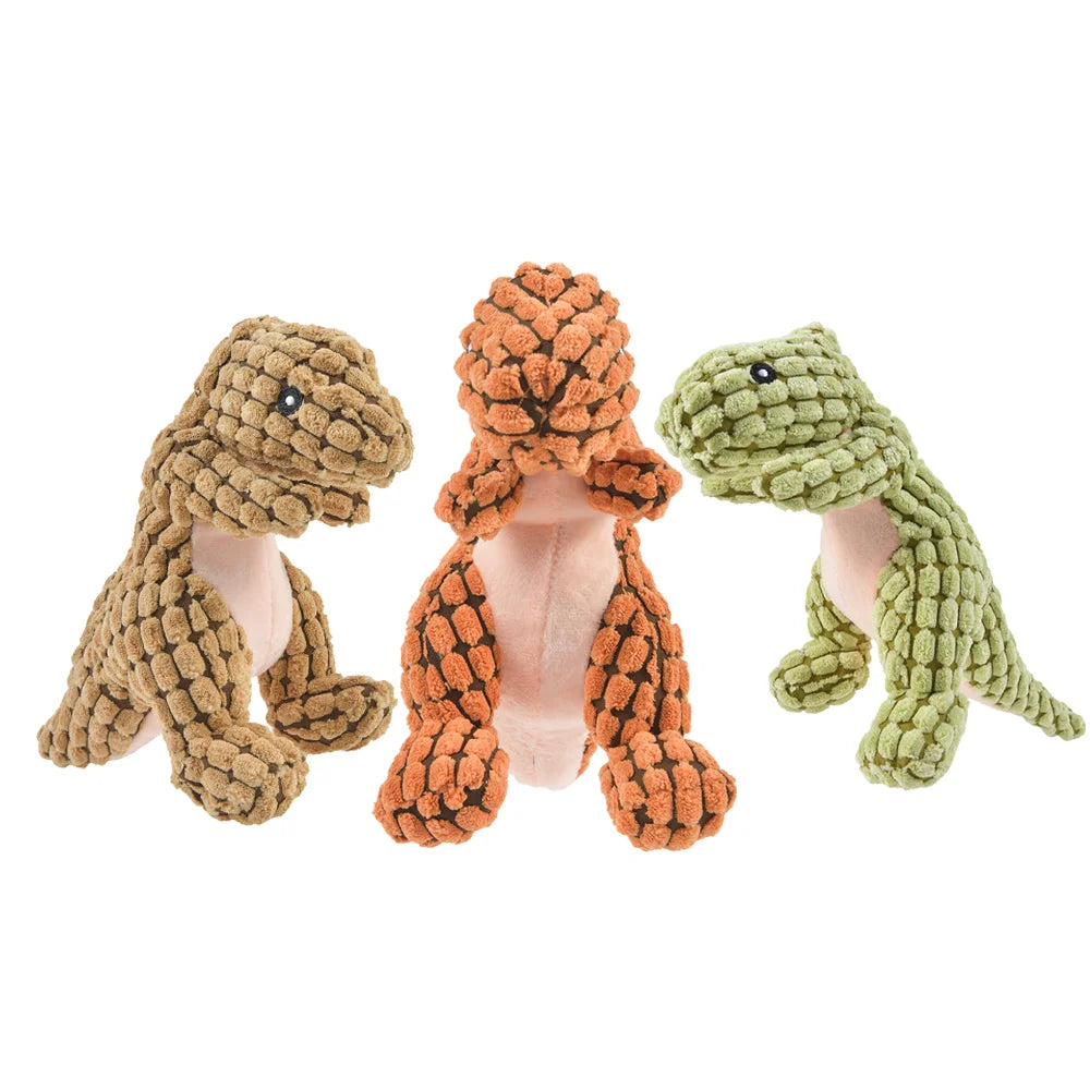 3 pcs Plush Dinosaur Dog Chew Toy
