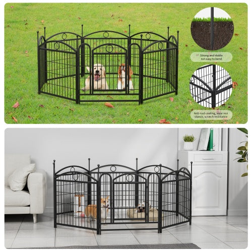 Black Metal Pet Playpen in Garden and In Home