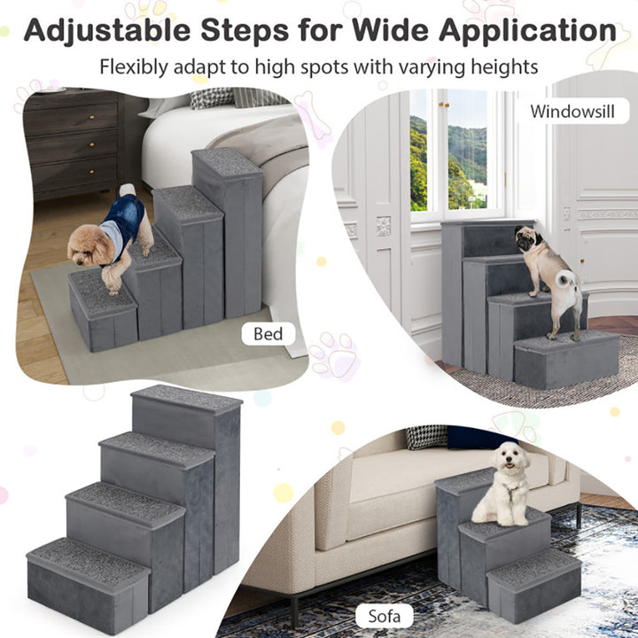 4-step dog staircase with non-slip surface