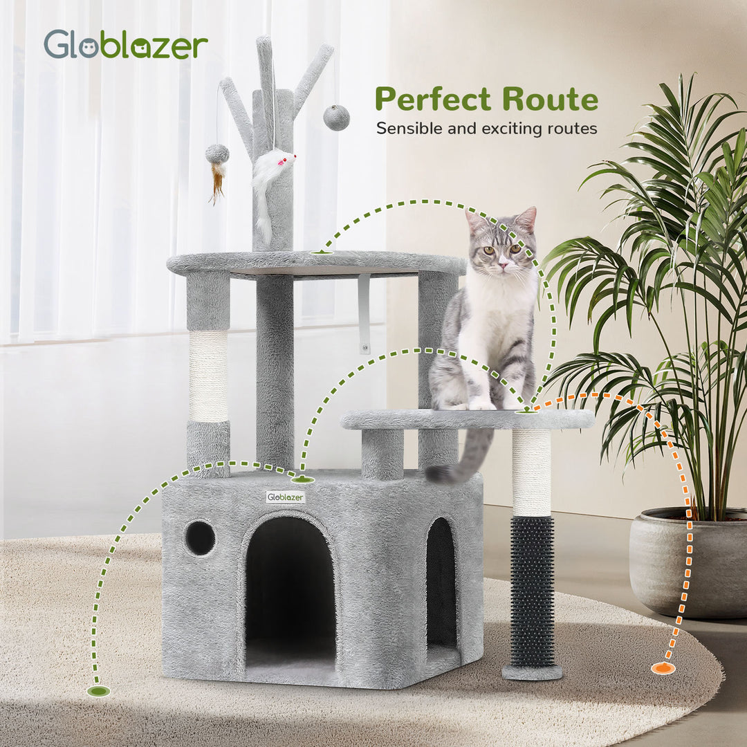 44 inch light gray cat tower