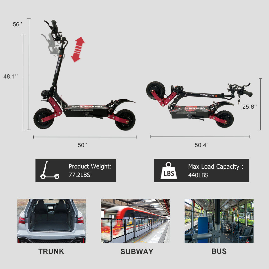 Adult Electric Scooter (2x1200W/ 75KM Range/ 70KMPH Top Speed)- ZO01 Pro Metamoov