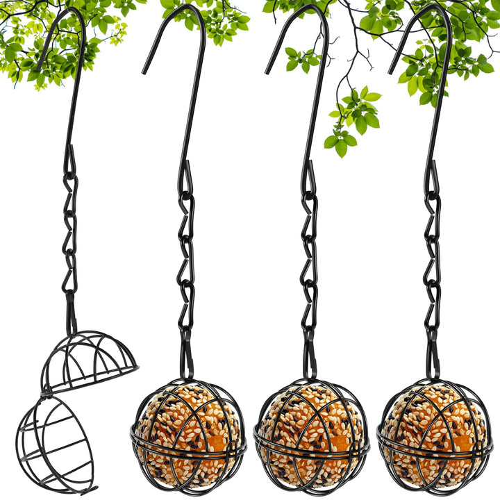 4Pcs Metal Suet Ball Bird Feeder Set