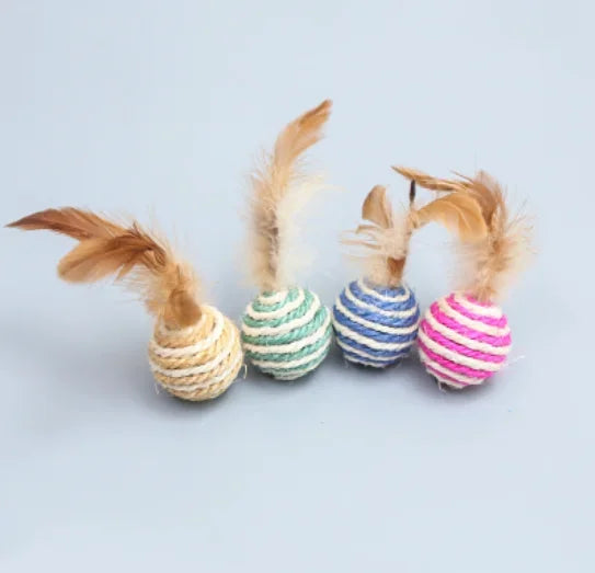 4 Pcs Faux Feather Cat Toys