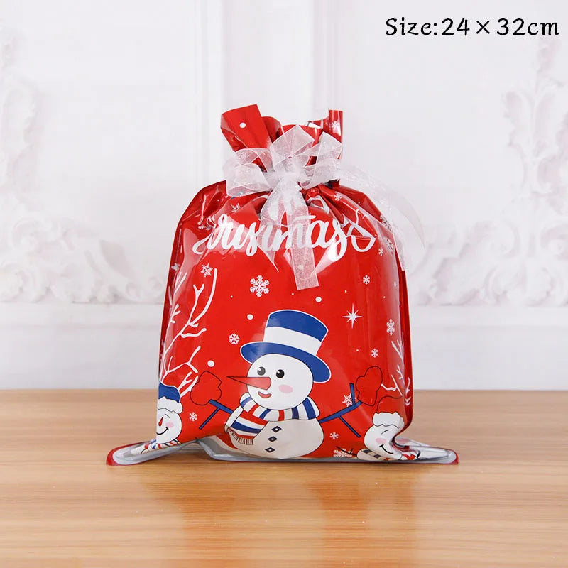 5-piece Christmas gift bag set with drawstring