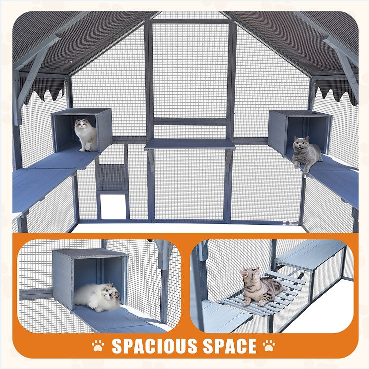 Spacious Cat House With Fence