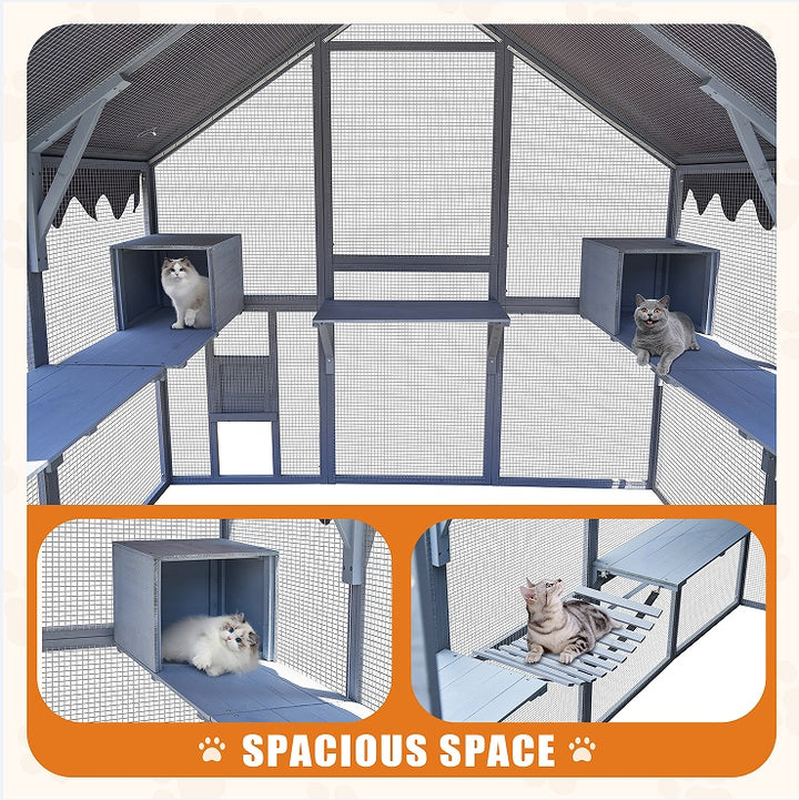 Spacious Cat House With Fence