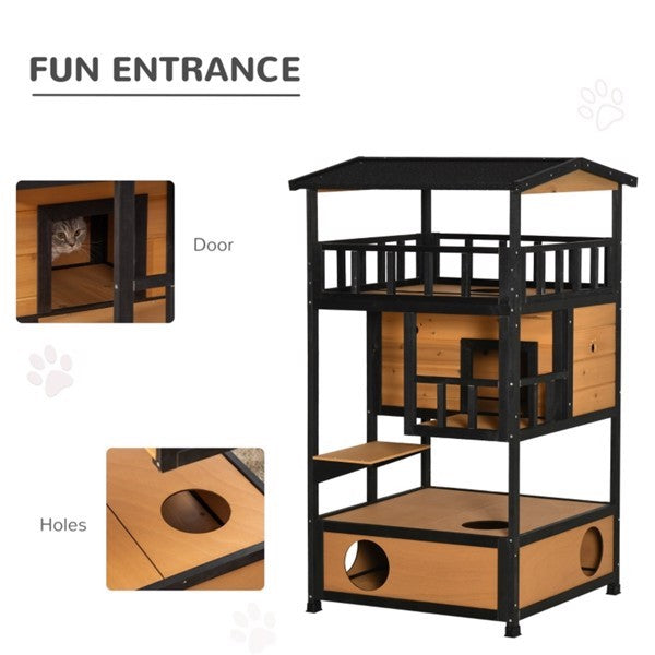 Pet Cat Wooden Home
