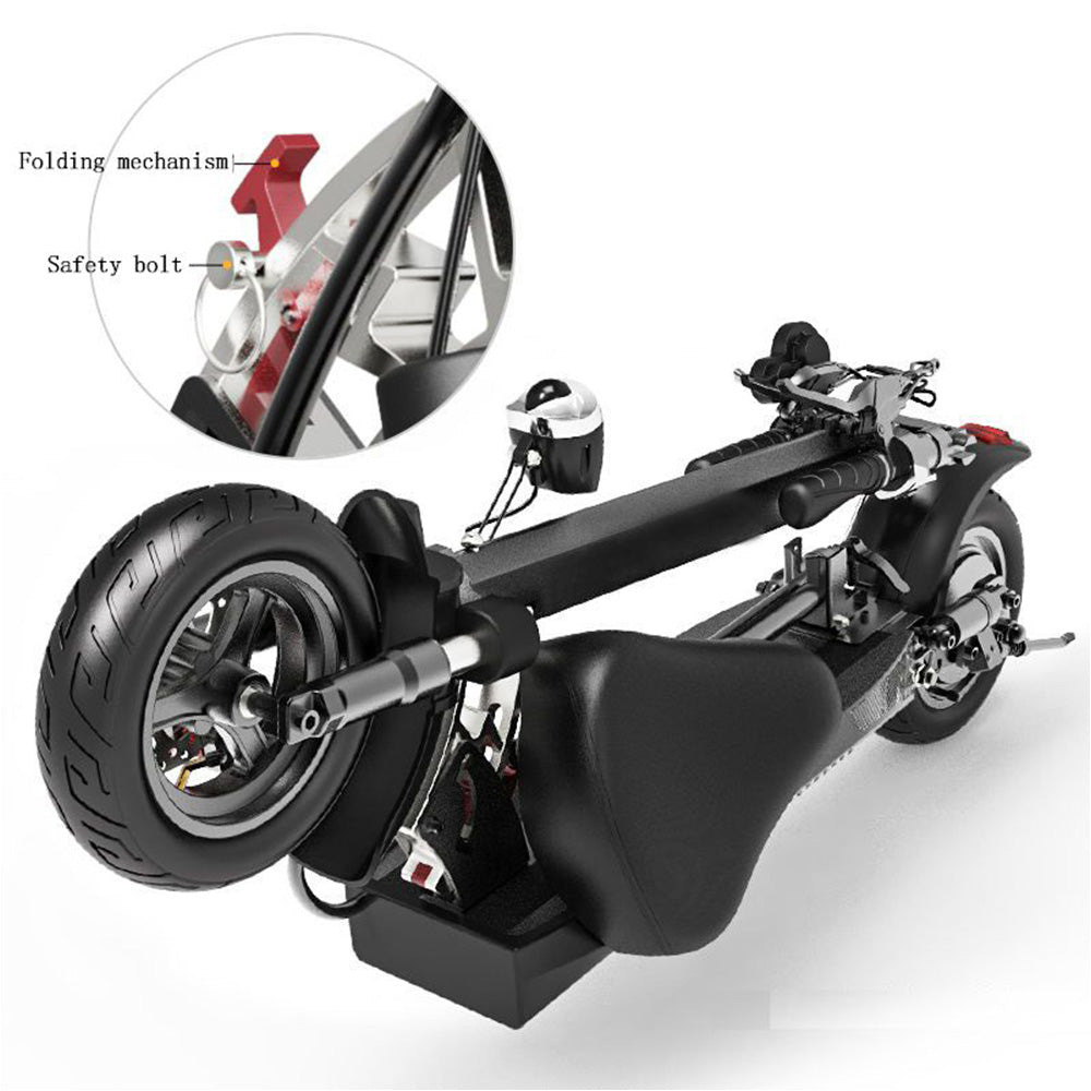 Adult Electric Scooter (800W/ 50KM Range/ 40KMPH Top Speed/ Seat) Black - CXHVD3