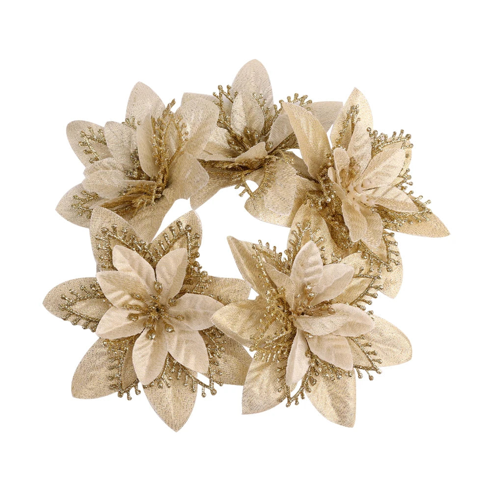 5 piece of artificial poinsettia flower set