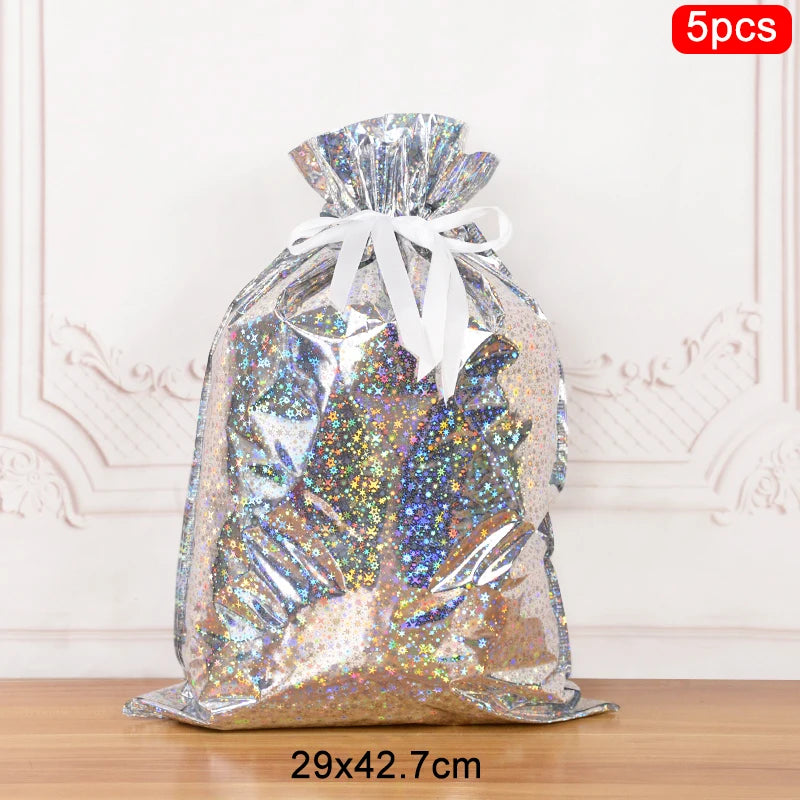 5pcs Merry Christmas Packaging Drawstring Bags