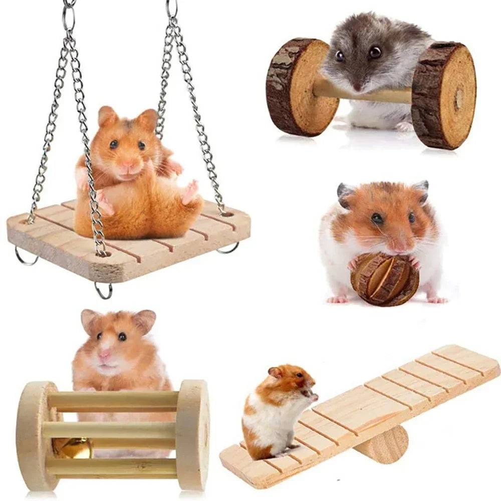 5 pcs Natural Pine Dumbbell Toy
