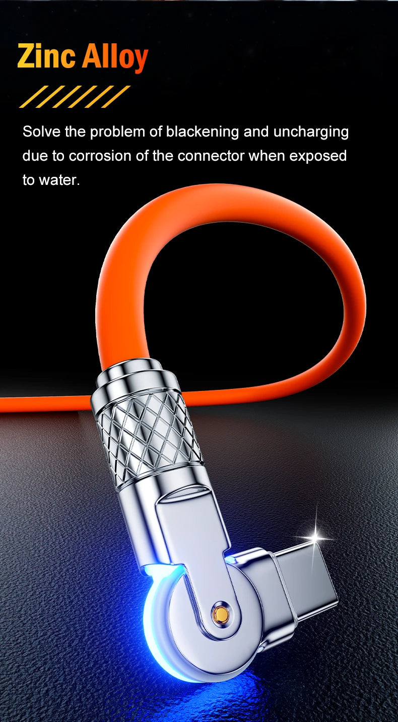 60W USB-C Elbow Cable – Samsung, Huawei, Laptops in orange color

